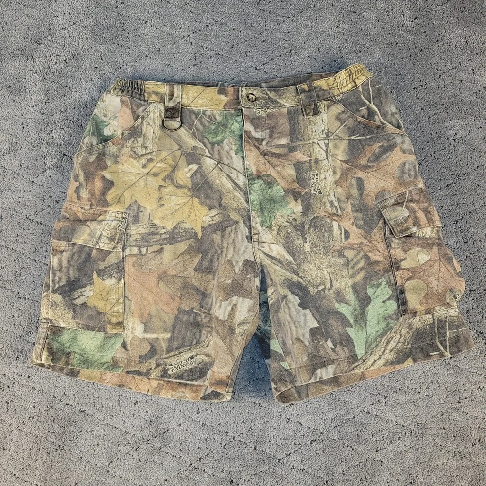 Duxbak Shorts Mens 33 Camo Cargo Advantage Timber Elastic Waist Camping Hiking